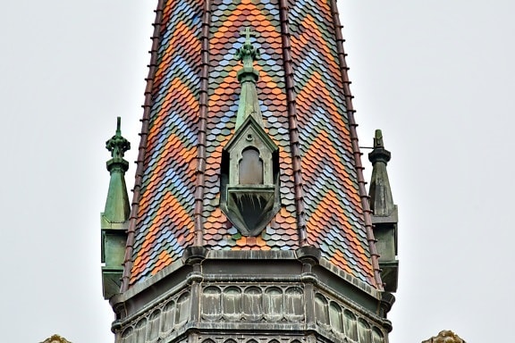 Barock, Kathedrale, katholische, Kirchturm, bunte, auf dem Dach, Kirche, Erstellen von, Turm, Architektur