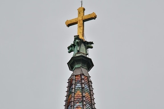 Catedral, católica, cristianismo, Torre de la iglesia, Cruz, oro, punto de referencia, alto, estructura, Torre