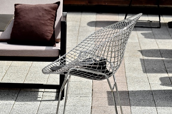 armchair, stainless steel, steel, seat, chair, furniture, modern, rest, sofa, street