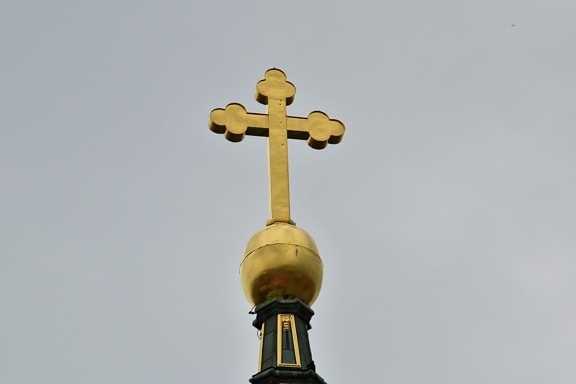 Christianisme, steeple, Croix, Or, lueur dorée, haute, religion, architecture, Création de, vieux