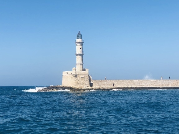 lighthouse, tower, sea, water, structure, beacon, barrier, architecture, seashore, navigation