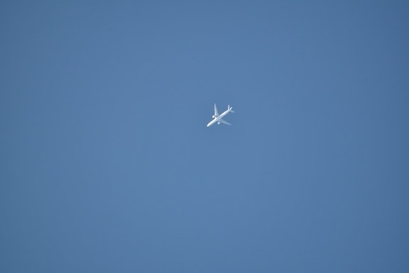Flugzeug, blauer Himmel, Entfernung, weiß, Flugzeug, Flugzeug, Fahrzeug, Gerät, Flügel, Jet