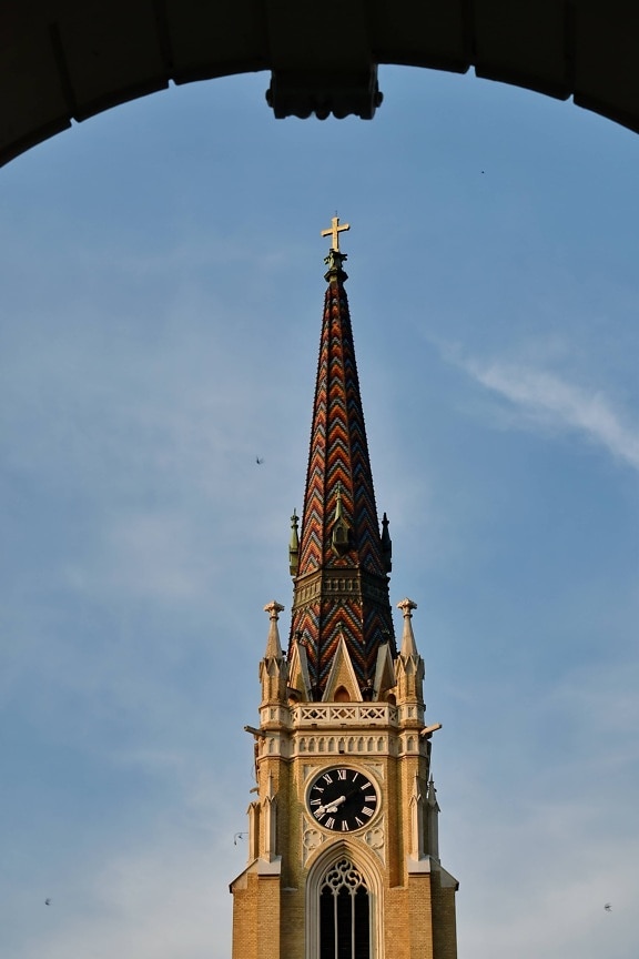 oblúk, modrá obloha, katedrála, Katolícka, veža kostola, spiritualita, budova, pamiatka, Architektúra, krytina