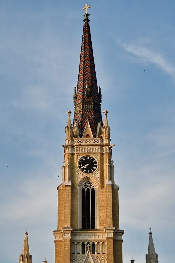 katedral, katolske, kristendommen, kirketårnet, farverige, Serbien, turistattraktion, ur, tårn, arkitektur
