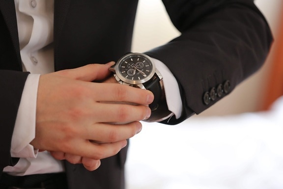 analog clock, businessman, clock, elegance, elegant, hands, suit, wristwatch, hand, woman