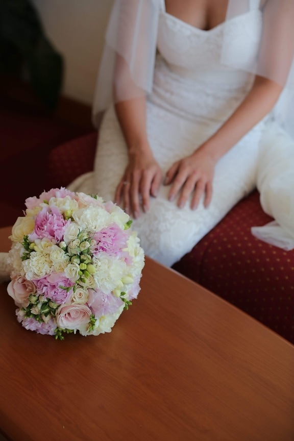 wachten, bruid, regeling, bloem, decoratie, boeket, bruiloft, bloemen, liefde, roze