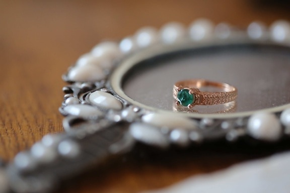 блестящий, бриллиант, люкс, зеркало, отражение, обручальное кольцо, кольцо, Жемчужина, ювелирные изделия, моды