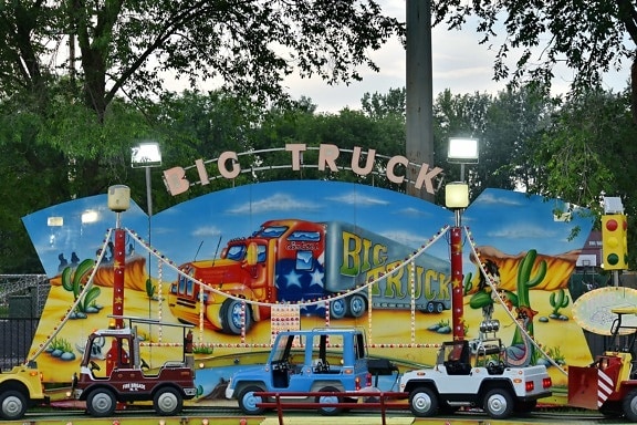 circus, entertainment, festival, fun, miniature, toys, park, car, vehicle, traffic