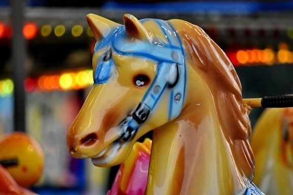 carnival, carousel, circus, colorful, horse, plastic, shining, toys, vintage, mechanism
