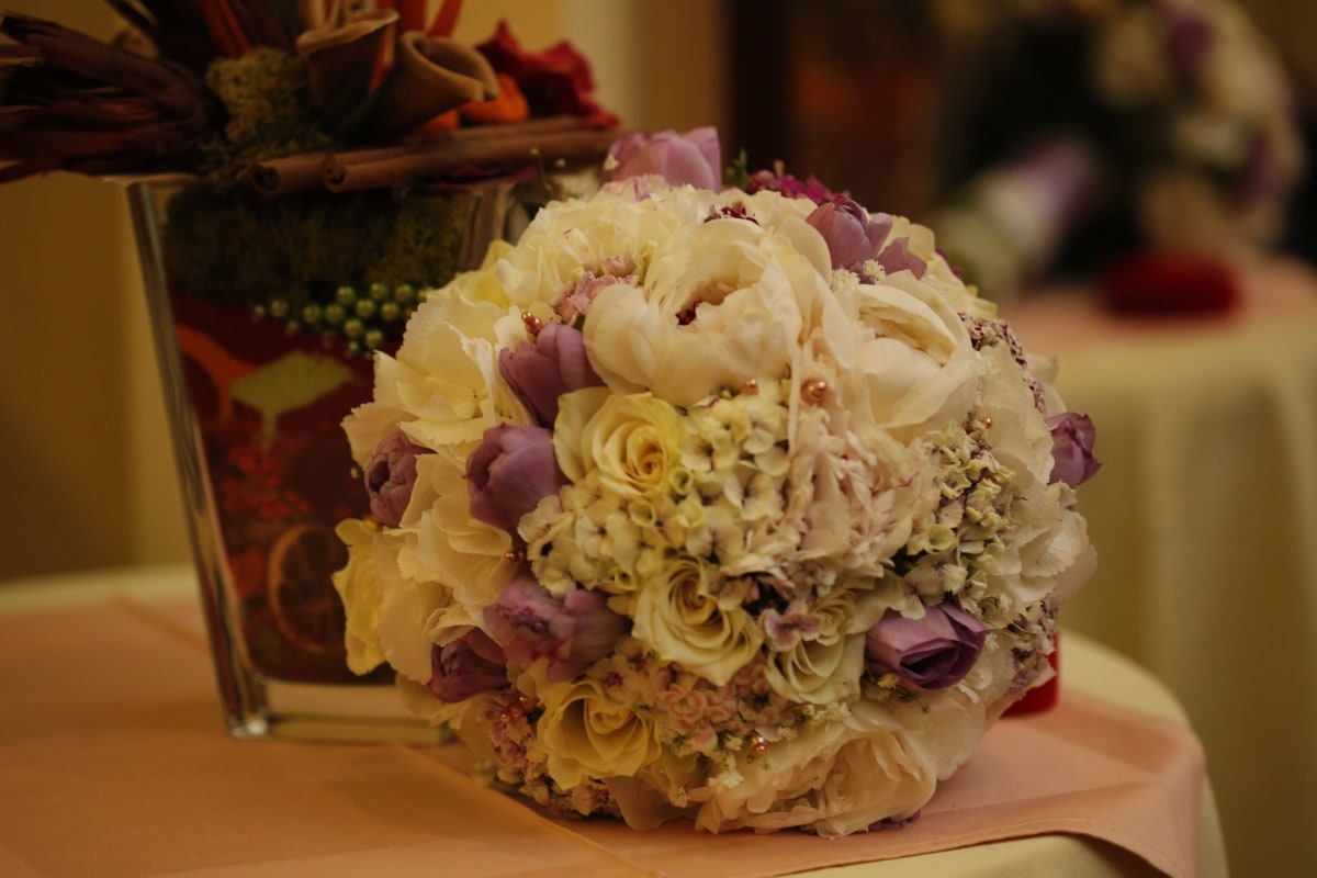 bouquet, romantique, des roses, nappe, Rose, décoration, arrangement, mariage, fleur, Rose