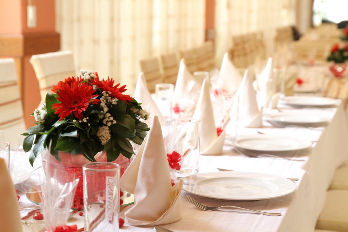 salle à manger, Resort, chambre, mariage, bouquet, fleurs, décoration, arrangement, Tableau, célébration
