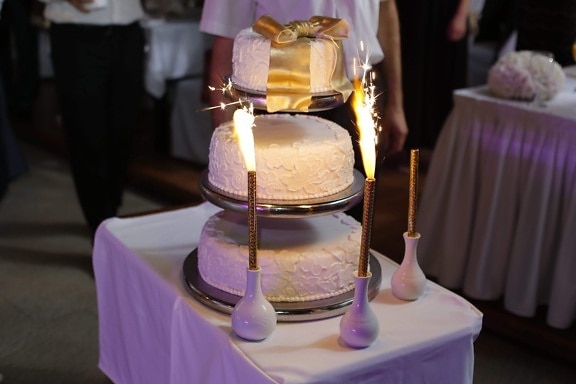 celebration, ceremony, event, party, wedding, wedding cake, candle, furniture, chair, seat