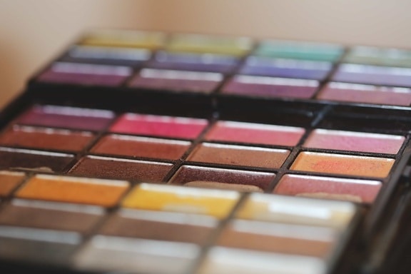 colors, cosmetics, makeup, pastel, professional, palette, creativity, square, indoors, blur