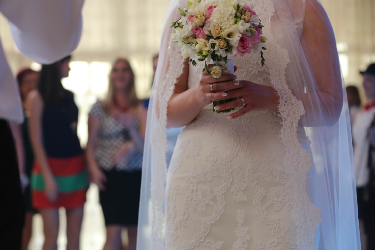 nunta, dragoste, rochie, femeie, căsătorie, mirele, mireasa, Ceremonia, voal, buchet