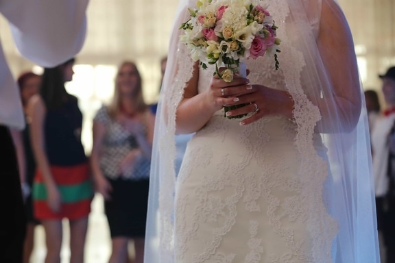 wedding, love, dress, woman, marriage, groom, bride, ceremony, veil, bouquet