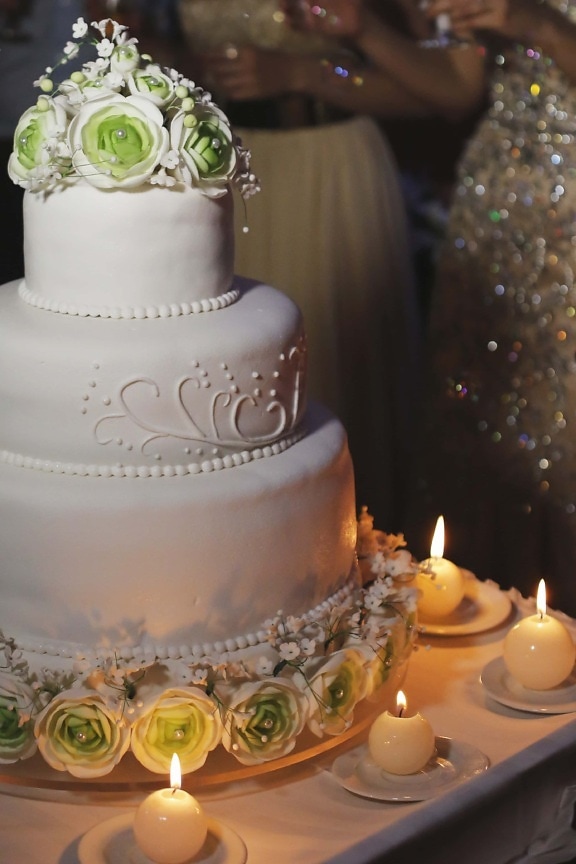 при свічках, свічки, Церемонія, подія, весільний торт, Свічка, весілля, святкування, Елегантний, дизайн інтер'єру