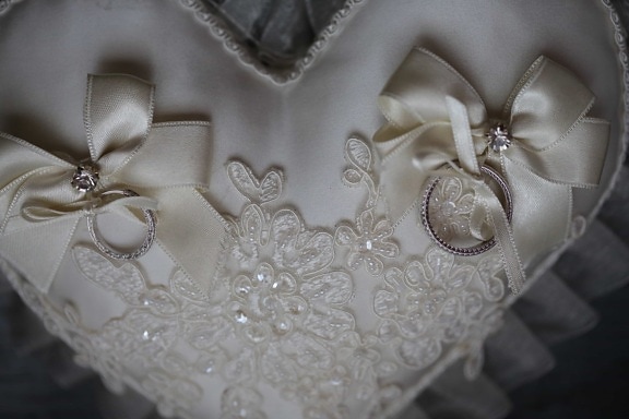 heart, object, shape, silk, wedding, wedding ring, luxury, decoration, love, marriage