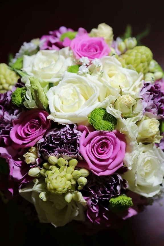 pinkish, romance, roses, shadow, symbol, wedding, wedding bouquet, white flower, love, arrangement