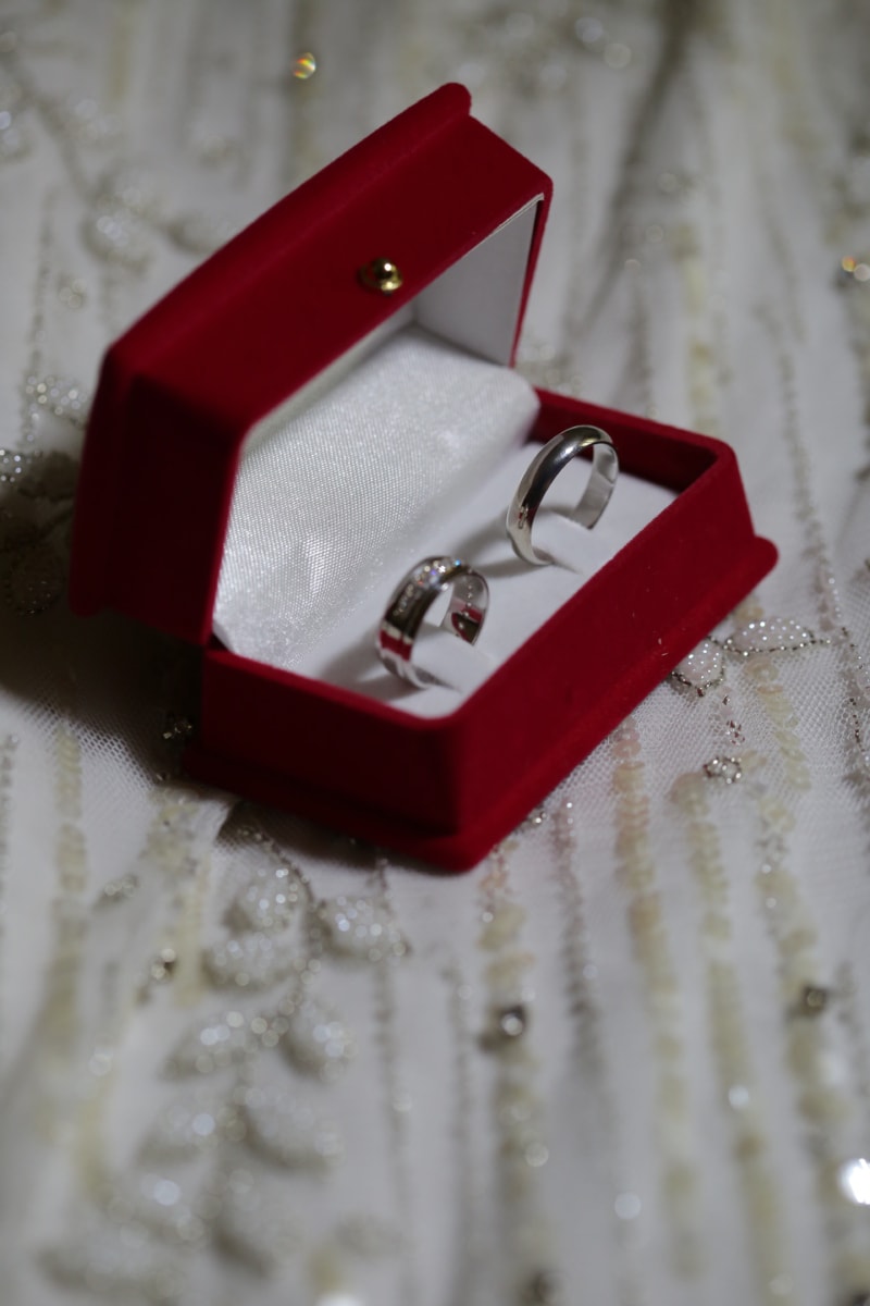 doboz, elegancia, ékszerek, szerelem, pár, romantika, szimbólum, esküvő, Karikagyűrű, objektum