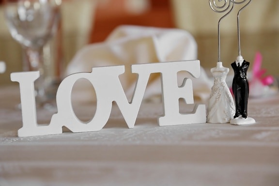 figurine, love, marriage, romance, sculpture, Valentine’s day, wedding, indoors, furniture, table