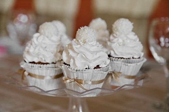 crema, Cupcake, decorativi, eleganza, meringa, tabelle, bianco, zucchero, dessert, torta