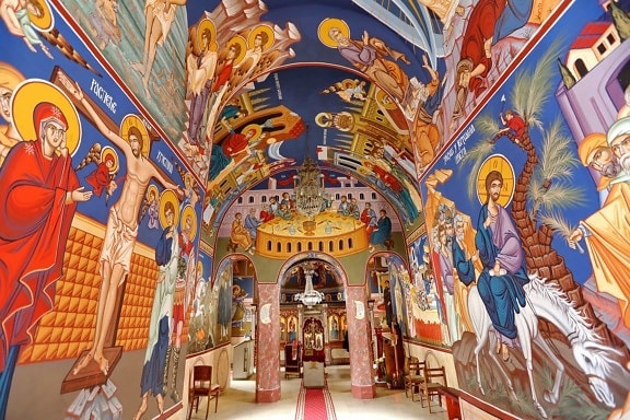 Christ, Christianisme, beaux arts, à l’intérieur, peinture murale, orthodoxe, Saint, Église, architecture, Cathédrale