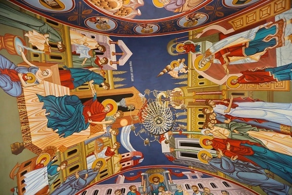Catedrala, plafon, candelabru, creştinism, colorat, Arte plastice, Manastirea, pictura murala, sfânt, echipamente