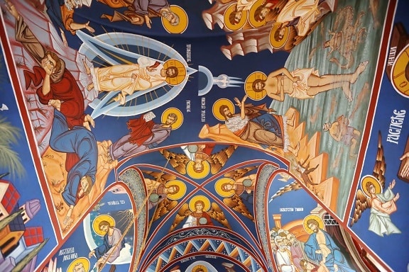 au plafond, Christ, Christian, Christianisme, beaux arts, peinture murale, Saint, spiritualité, art, illustration