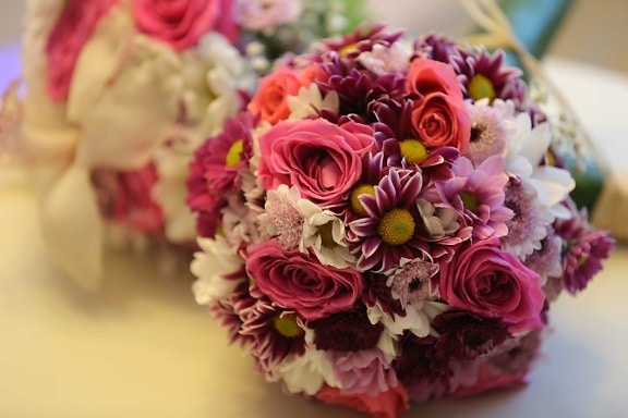 χειροποίητο, εσωτερική διακόσμηση, παστέλ, ροζ, ζωντανή, Γάμος, γαμήλια ανθοδέσμη, τριαντάφυλλα, λουλούδια, ροζ
