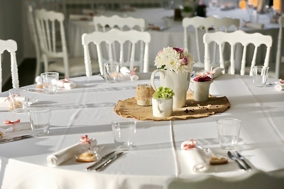 chairs, cutlery, dining area, elegance, fancy, furniture, lunchroom, modern, tableware, silverware