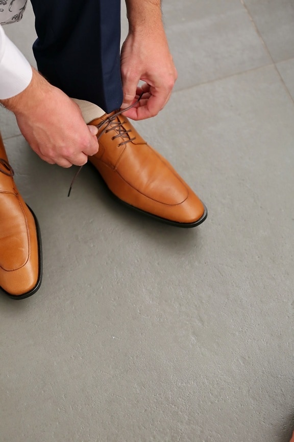businessman, elegance, fashion, footwear, hands, leather, lifestyle, pants, shoelace, shoes