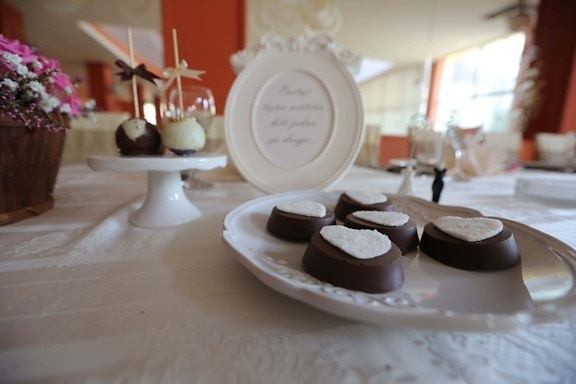 upacara, kue, elegan, porselen, Restoran, romantis, taplak meja, pecah, cokelat, lilin