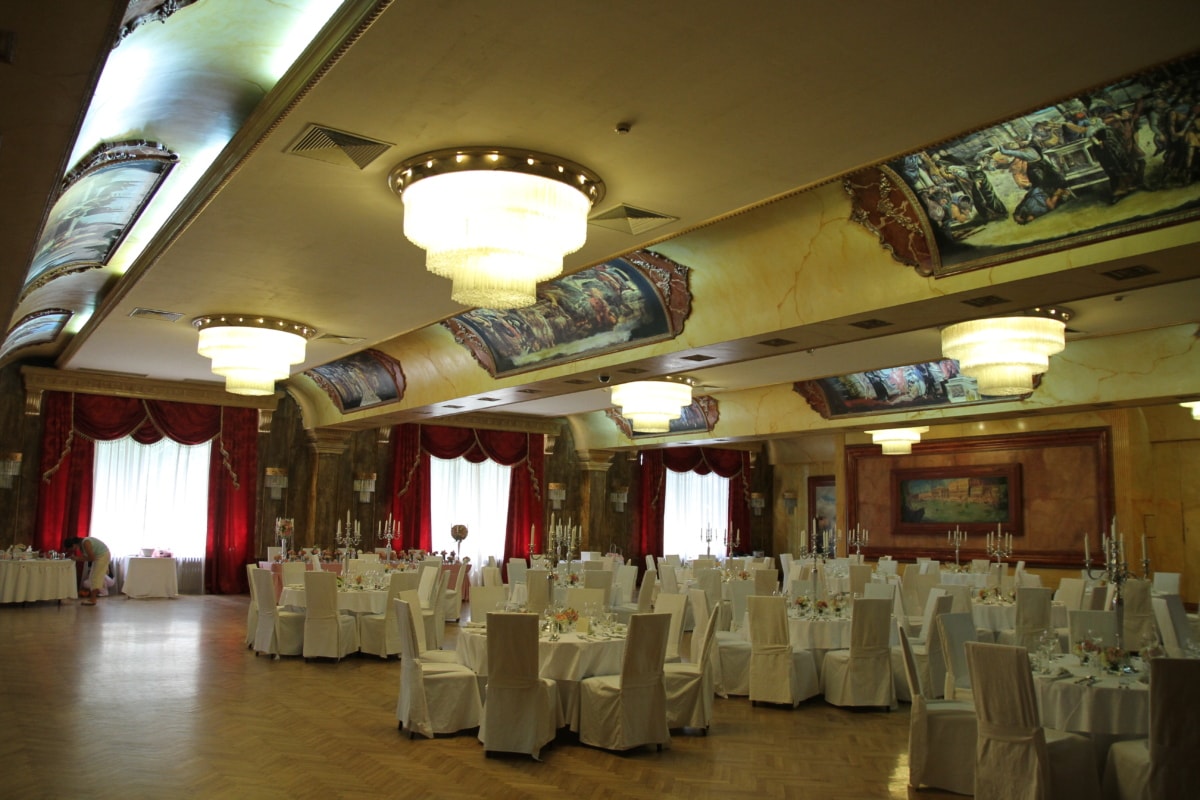 baroque, chairs, chandelier, dining area, lunchroom, luxury, restaurant, lamp, interior, furniture