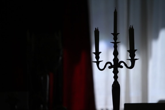 bougies, chandelier, ténèbres, chambre, ombre, silhouette, bougie, sombre, lumière, à l'intérieur