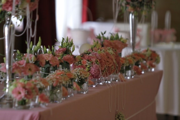banket, dekorace, květ, jídelny, Recepce, svatba, bylina, design interiéru, kytice, váza