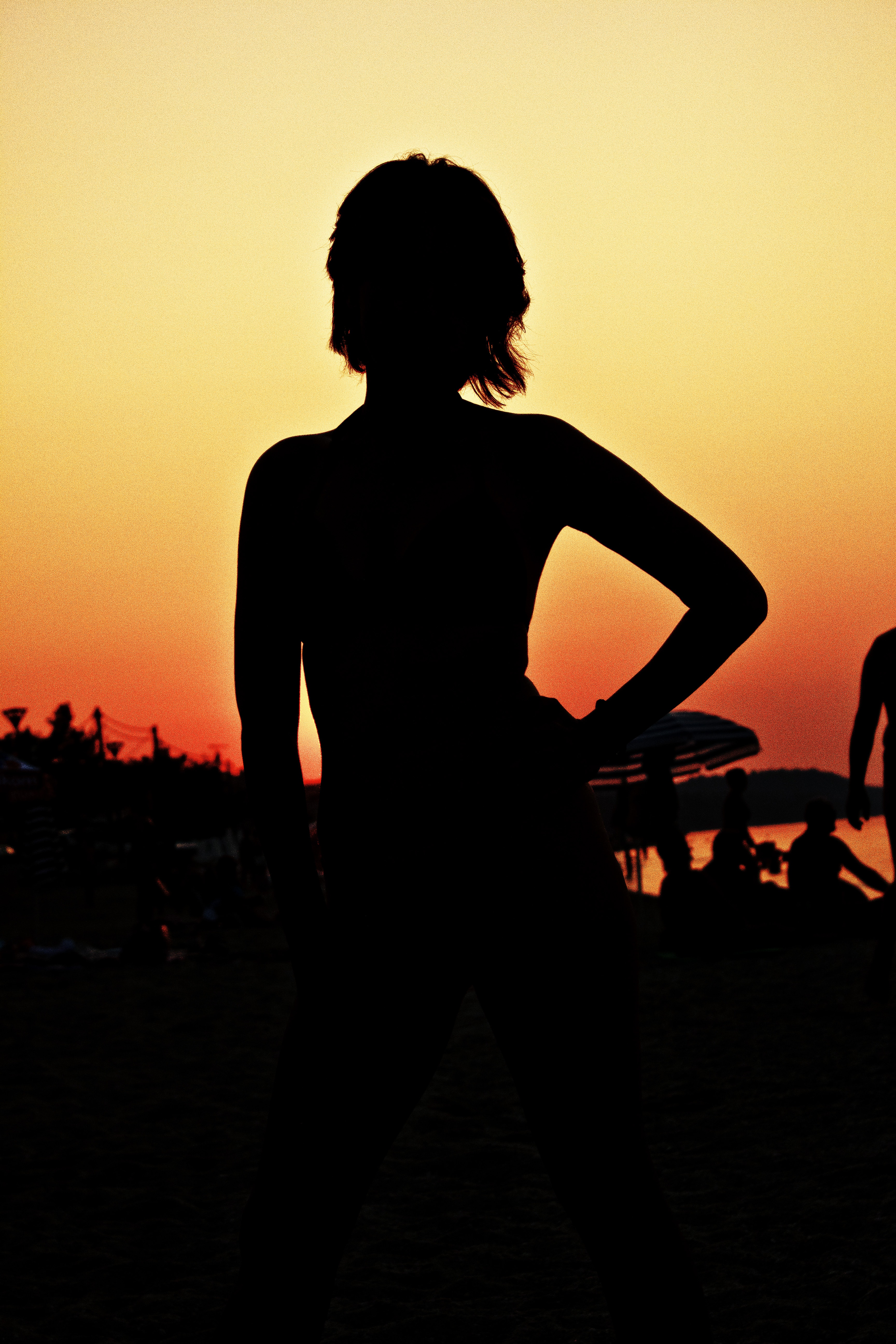 Free Picture Silhouette Shadow Sunset Body Pretty Girl Tropical 