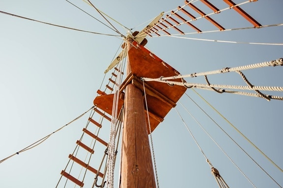sailboat, pirate, rope, blue sky, leather, boat, mast, sail, voltage, ship