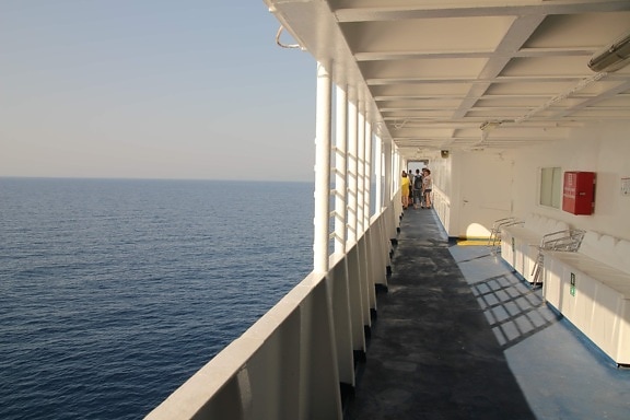 deck, cruise ship, fence, ocean, sea, water, boat, summer, luxury, ferry