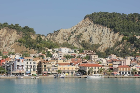 Grecia, zona turística, Hotel, Costa, ciudad, Mar, junto al lago, Puerto, Costa, frente al mar