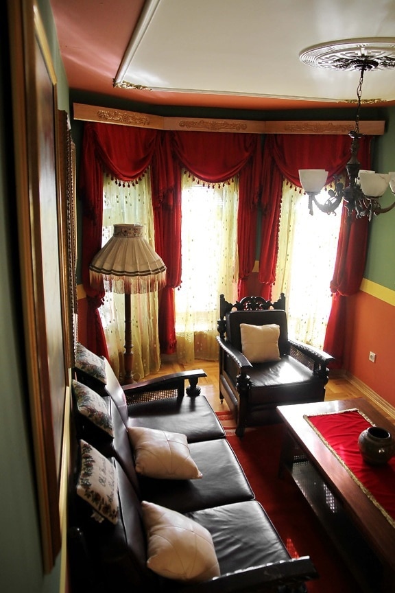 Ruang tamu, Salon, lampu, kursi, tirai, dekorasi, Kamar, di dalam ruangan, desain interior, Mebel