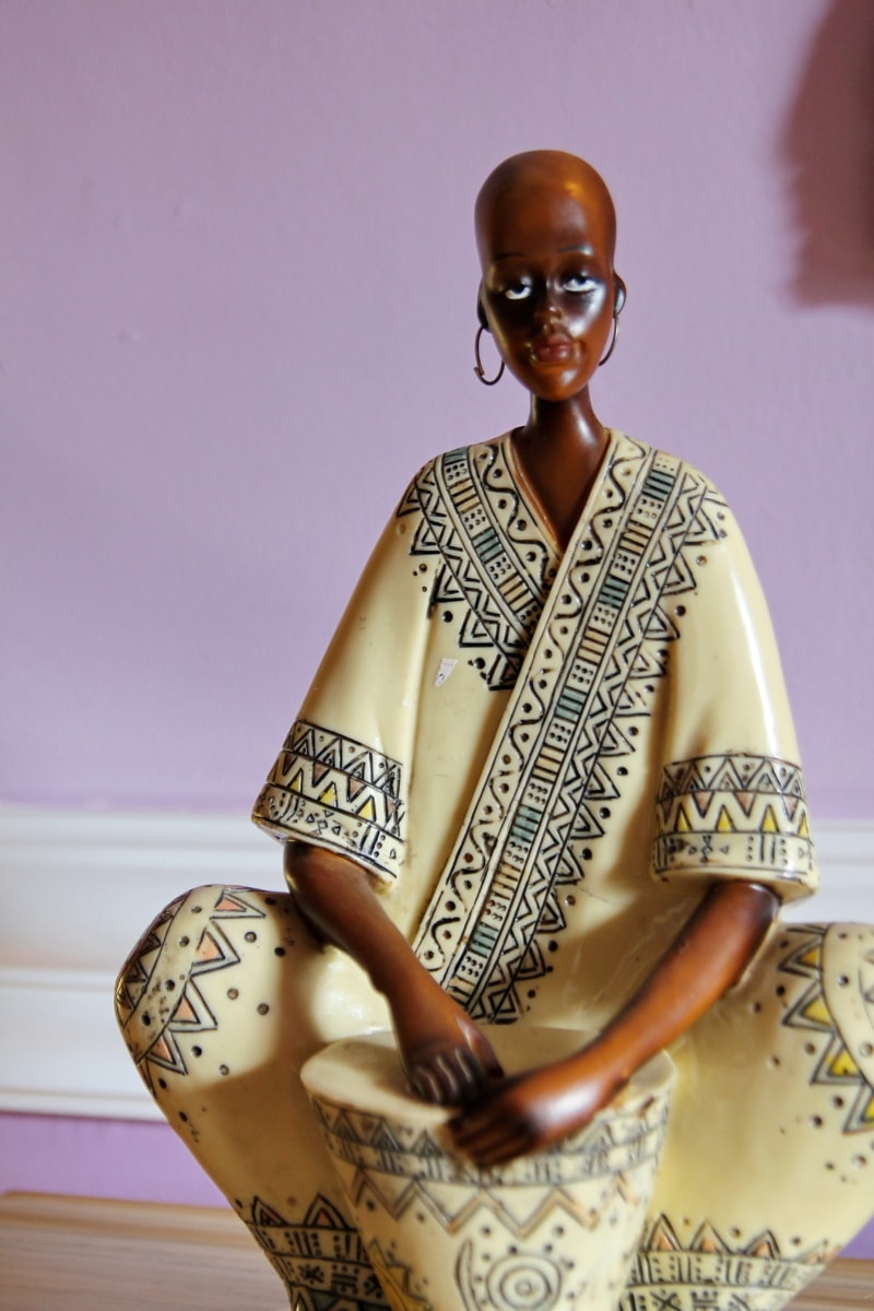 statyett, handgjorda, kvinna, Afrika, konstverk, träsnideri, detalj, stil, hantverk, Detaljer