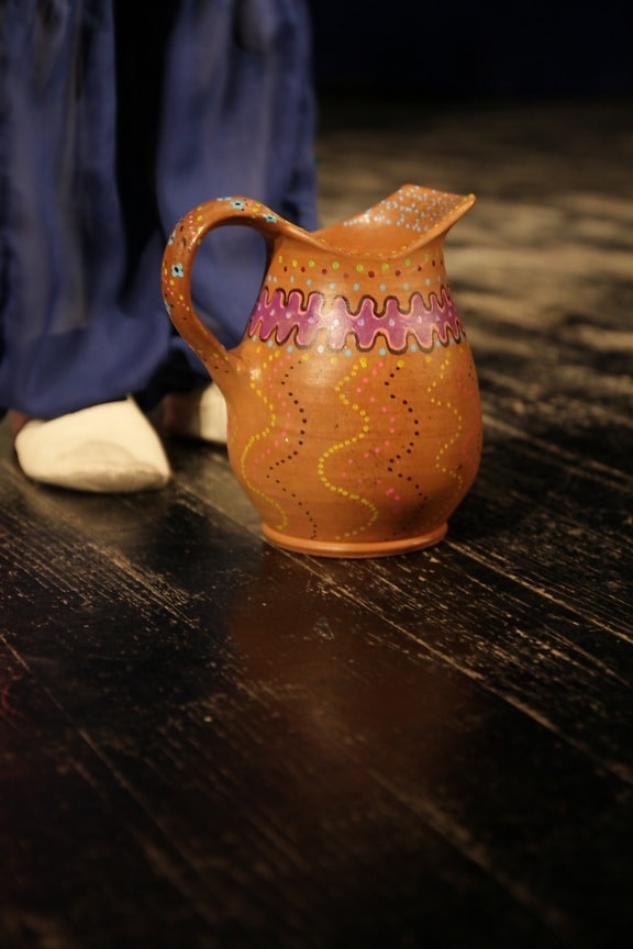 handmade, pitcher, terracotta, object, cup, container, tea, drink, pottery, still life