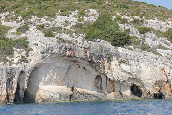 cave, cliff, limestone, landscape, rock, nature, mountain, stone, water, sea