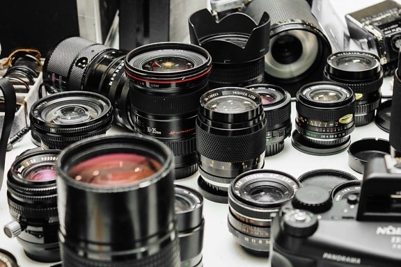 muitos, lente, objeto, fotografia, equipamentos, câmera, filme, metal, abertura, mecanismo