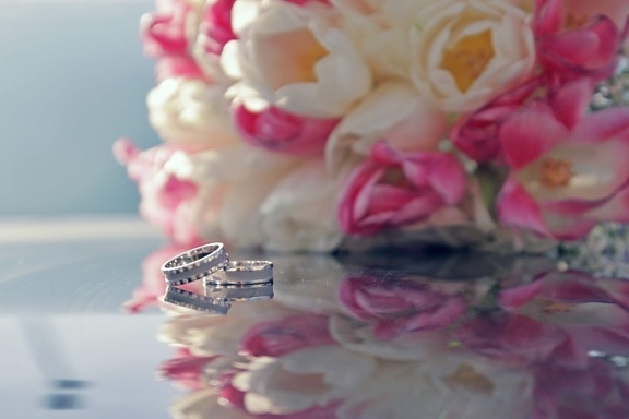 Bạch kim, nhẫn cưới, bó hoa cưới, Hoa, bó hoa, cánh hoa, màu hồng, đám cưới, thiên nhiên, Yêu