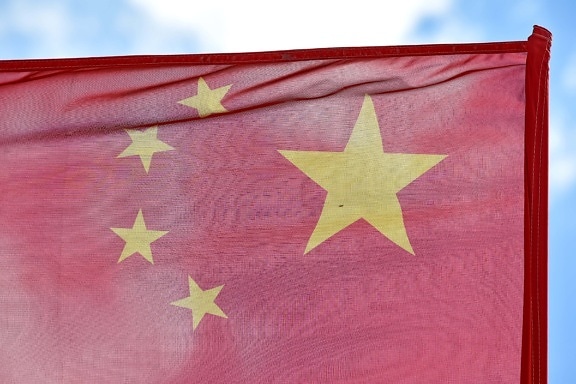 Kina, zvijezde, simbol, zastava, vjetar, patriotizam, retro, zemlja, platno, uprava