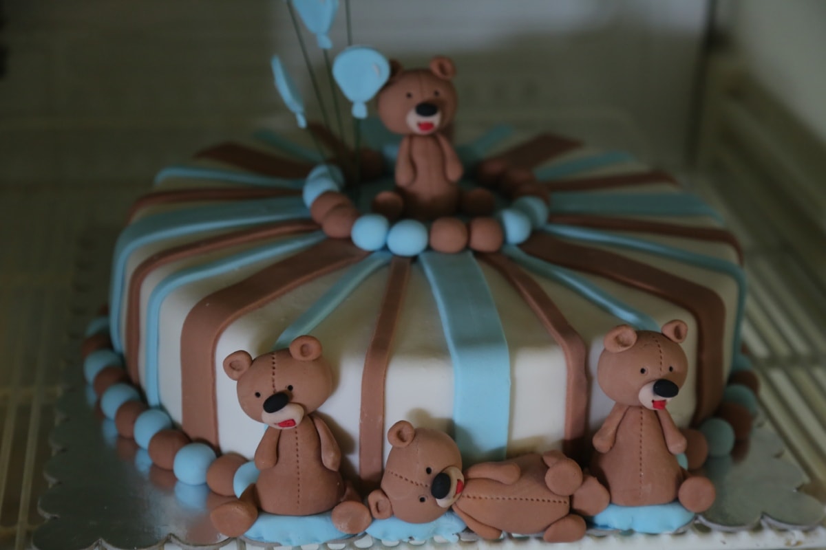 Mraznička, narozeninový dort, ručně vyráběné, dort, hračka medvídka, narozeniny, pečení, fajn, oslava, čokoláda