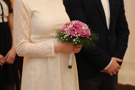 сватбен букет, сватба, жена, булката, младоженеца, церемония, сватбена рокля, съпруг, букет, цветя