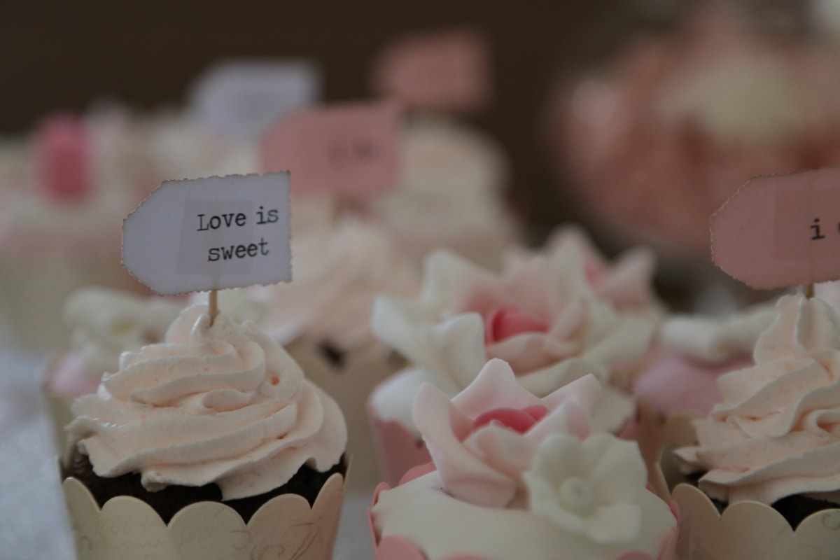 söt, Kärlek, grädde, muffin, socker, Konfektyr, godis, bröllop, bakning, tårta