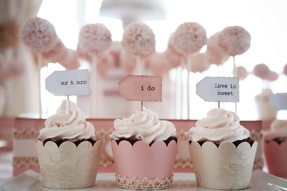 cupcake, sød, Kærlighed, romanssi, bryllup, sukker, Cup, konfekture, bagning, fløde